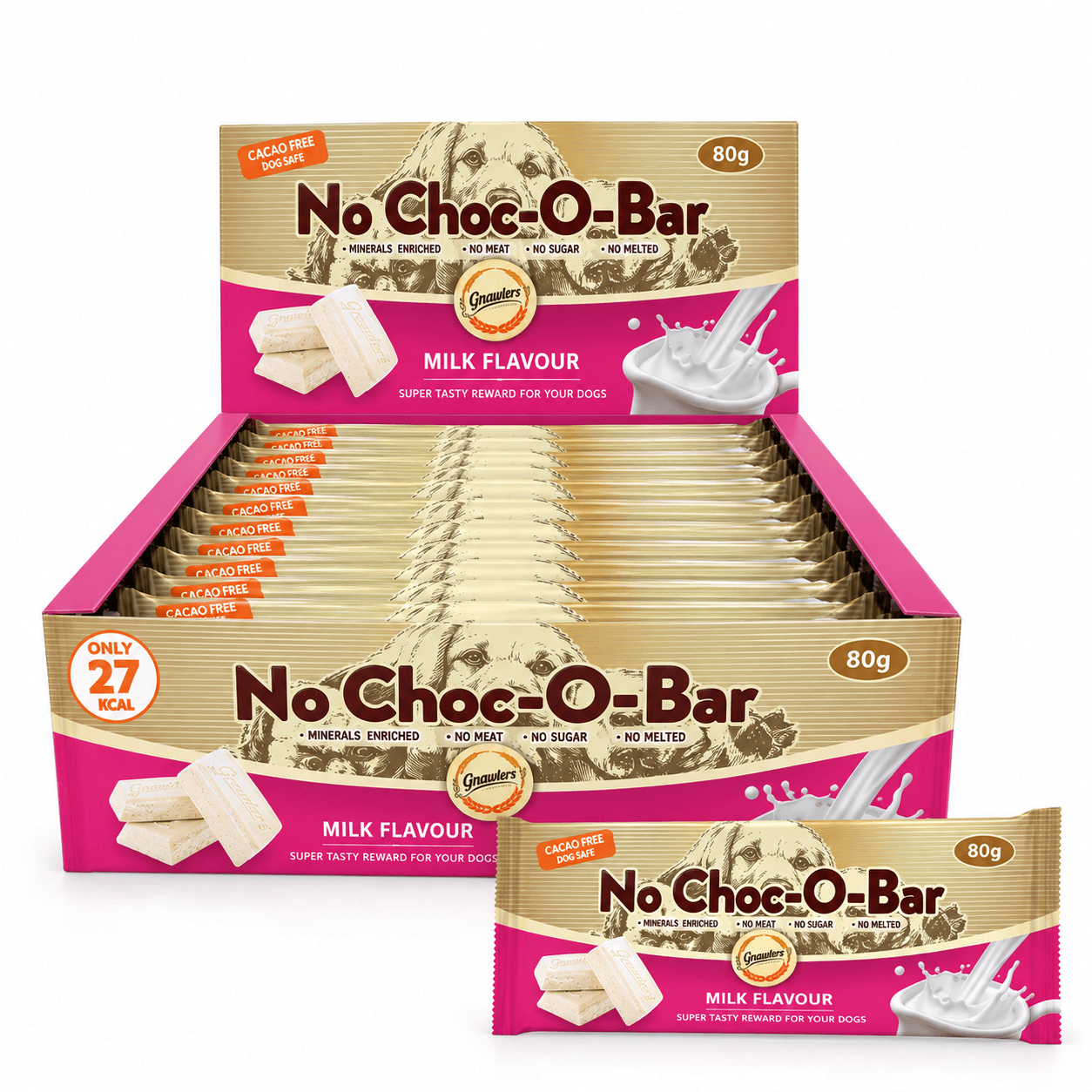 Gnawlers No Choc-O-Bar Milk Flavour Dog Treat – 80g view 2