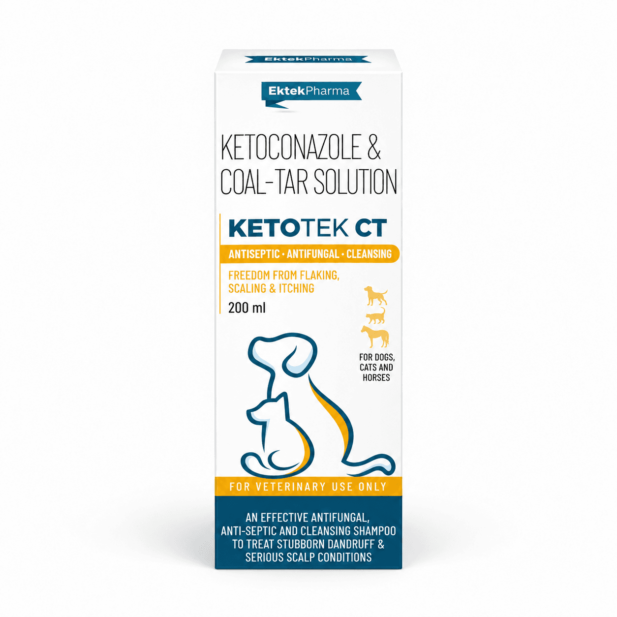 Ektek Pharma Ketotek CT Ketoconazole & Coal Tar Veterinary Shampoo for Dogs, and  Cats  – 200ml