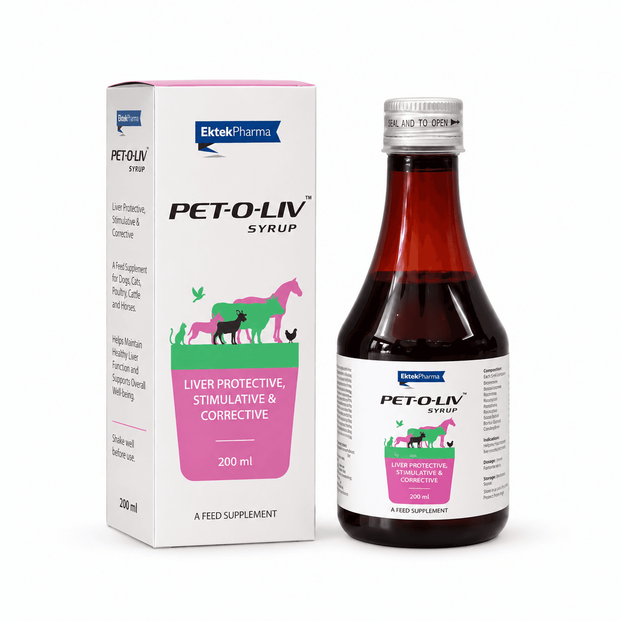 Ektek Pharma Pet-O-Liv Liver Support Syrup for Dogs & Cats – 200ml