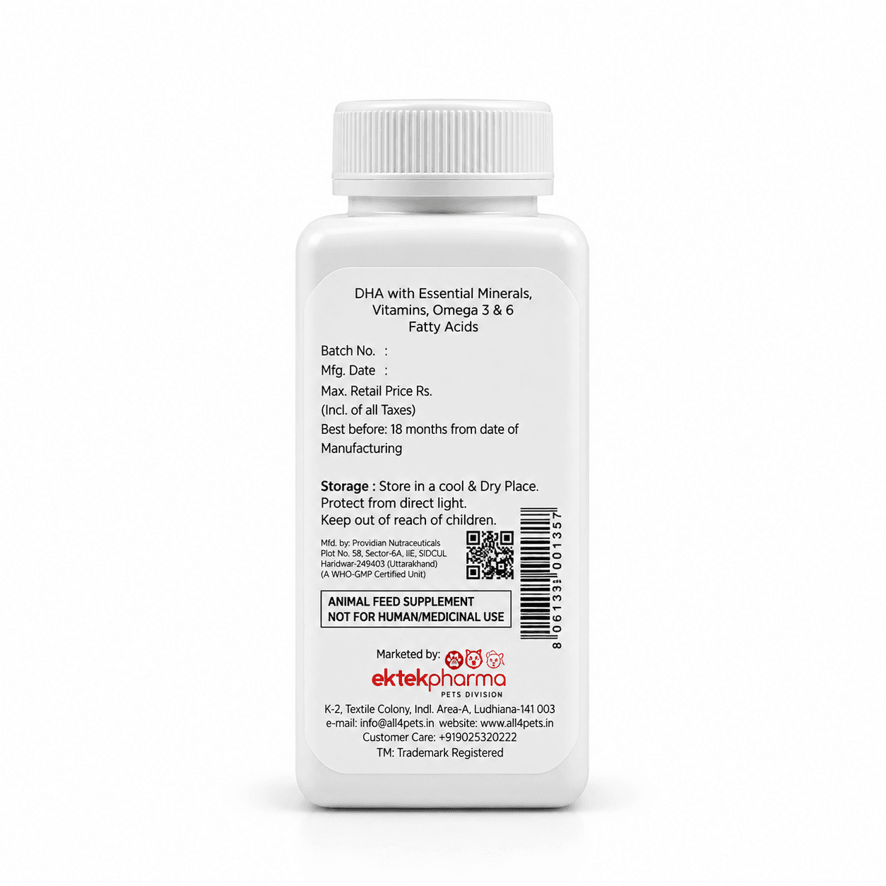 Ektek Pharma Pet-O-Vitab Multivitamin with DHA & Omega 3/6 for Dogs & Cats – 60 Tablets view 3