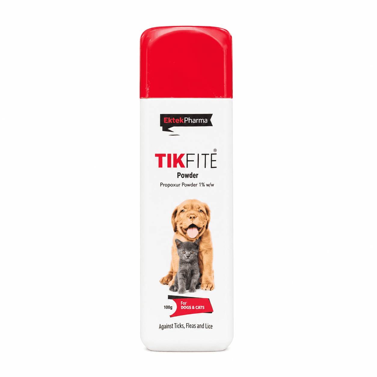 Ektek Pharma TikFite Propoxur 1% Tick, Flea & Lice Dusting Powder for Dogs & Cats – 100g