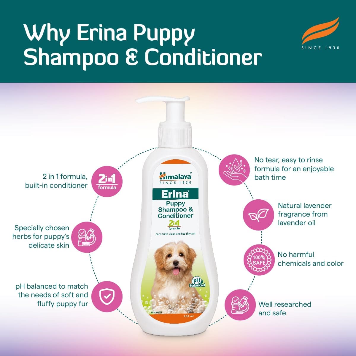 Himalaya Erina Puppy Shampoo & Conditioner 2-in-1 view 6
