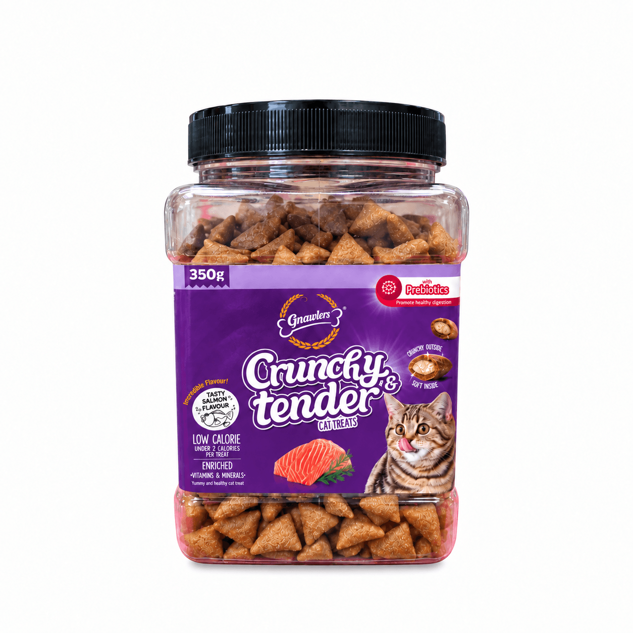 Gnawlers Crunchy & Tender Tasty Salmon Flavour Cat Treats 350g