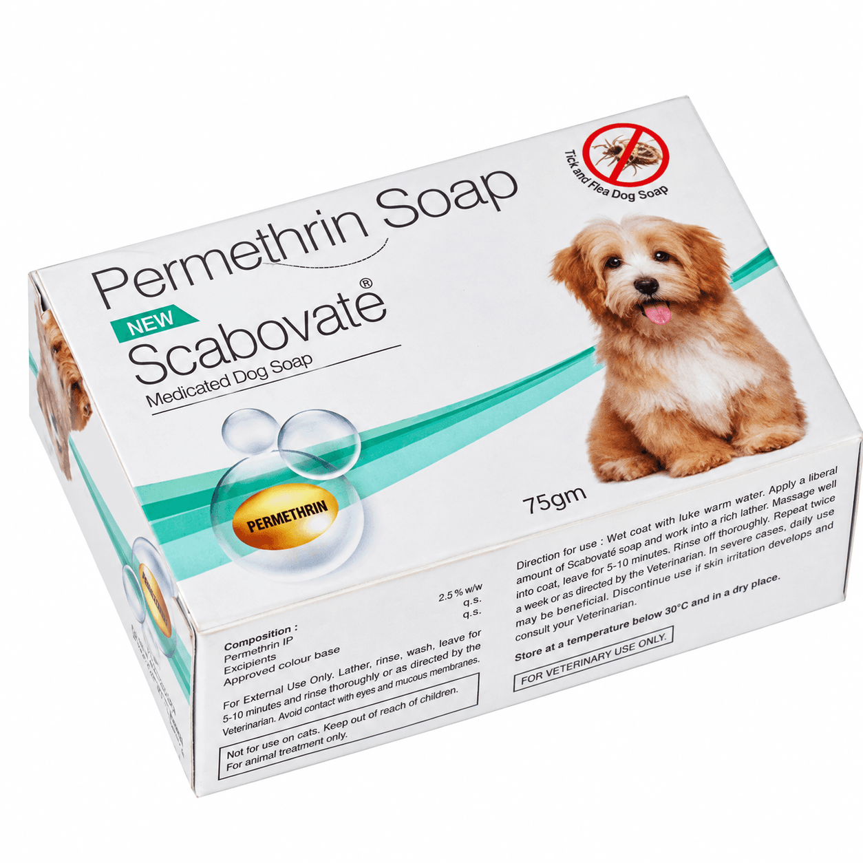 Scabovate Permethrin Medicated Dog Soap – 75g view 2