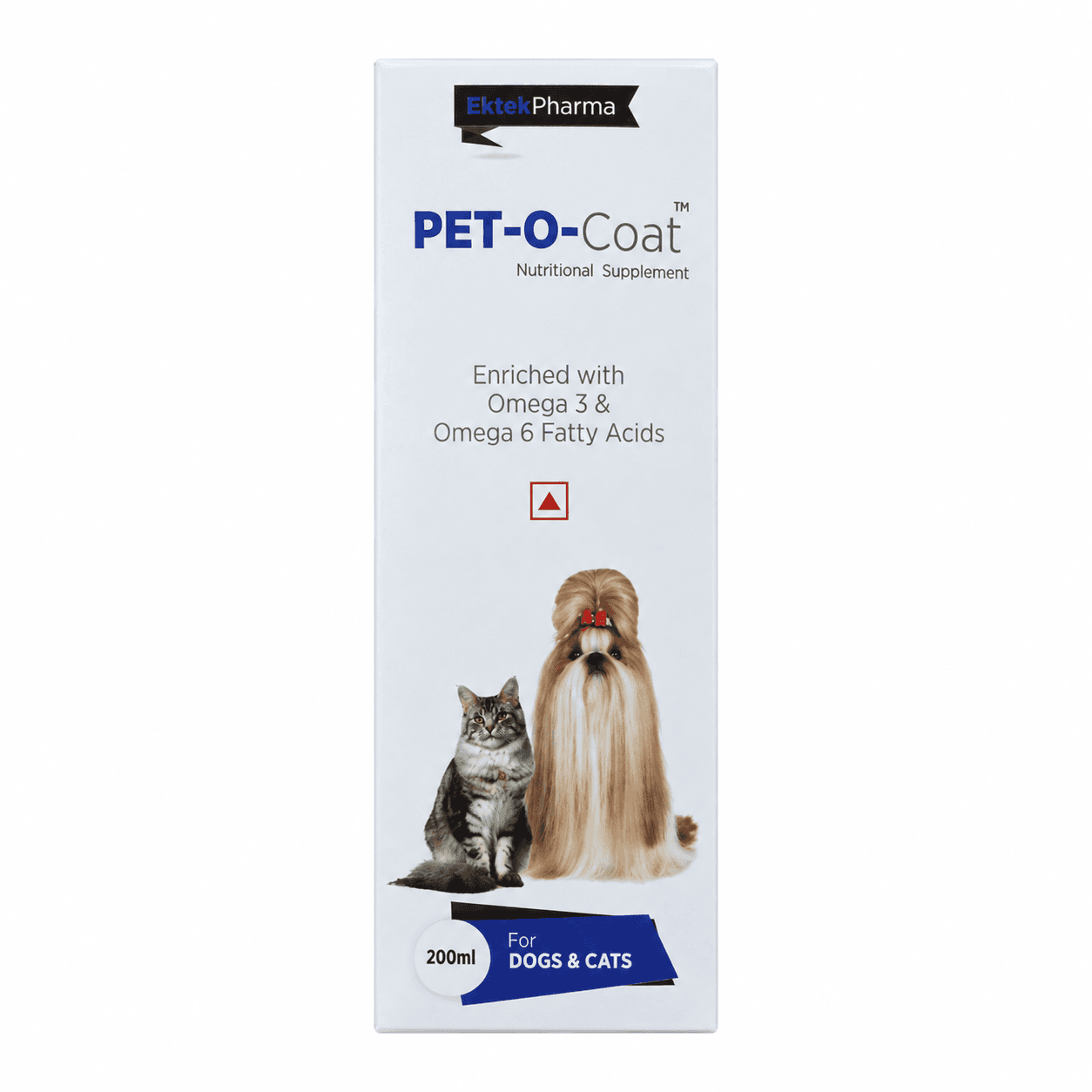 Ektek Pharma Pet-O-Coat Omega 3 & 6 Nutritional Supplement for Dogs & Cats – 200ml