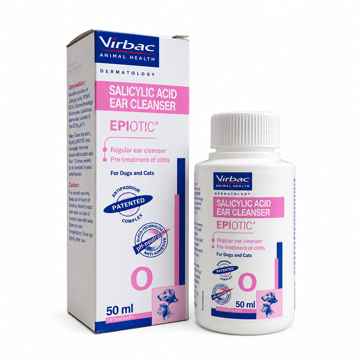Virbac Epiotic Salicylic Acid Ear Cleanser for Dogs & Cats – 50 ml