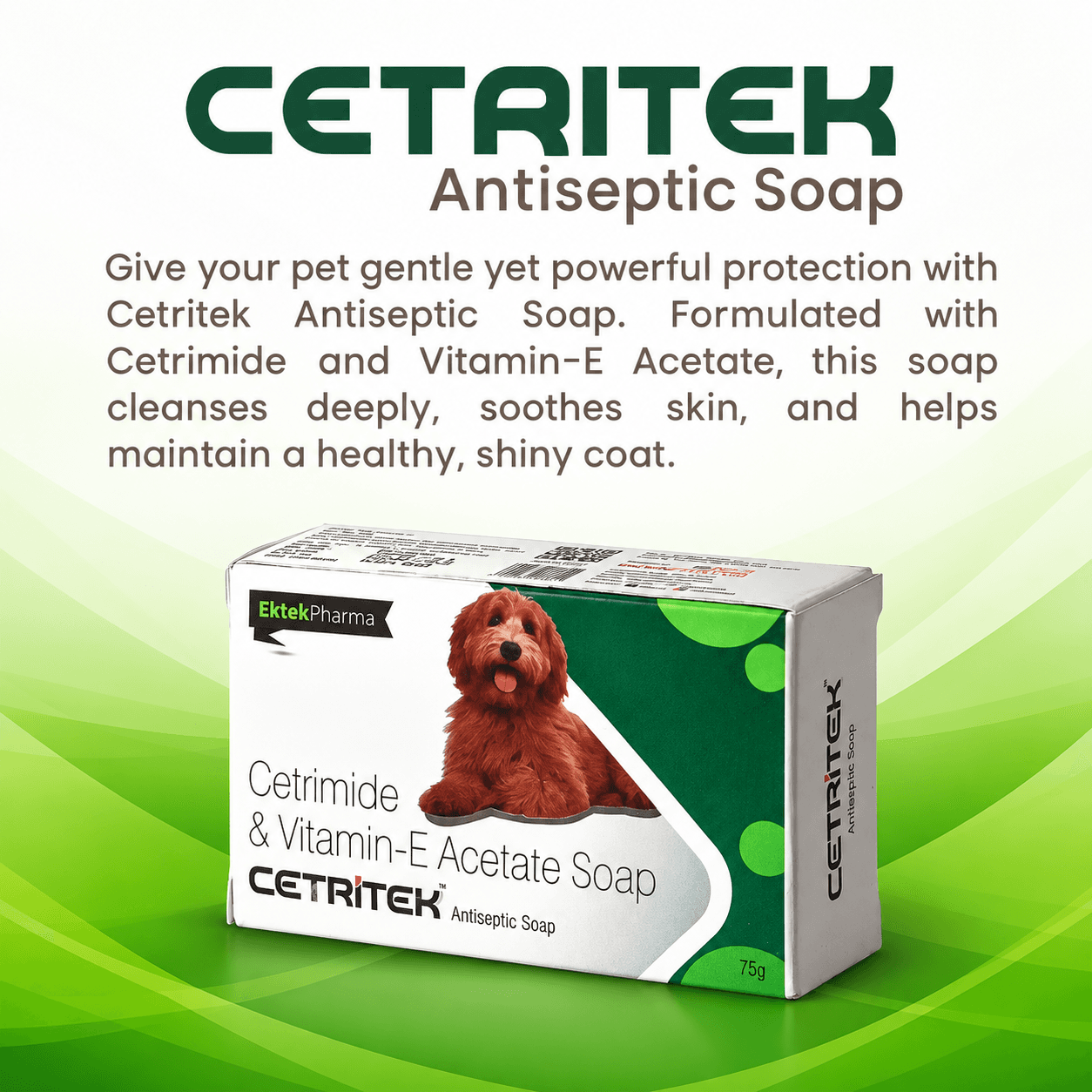 Ektek Pharma Cetritek Cetrimide & Vitamin E Acetate Antiseptic Soap – 75g view 2