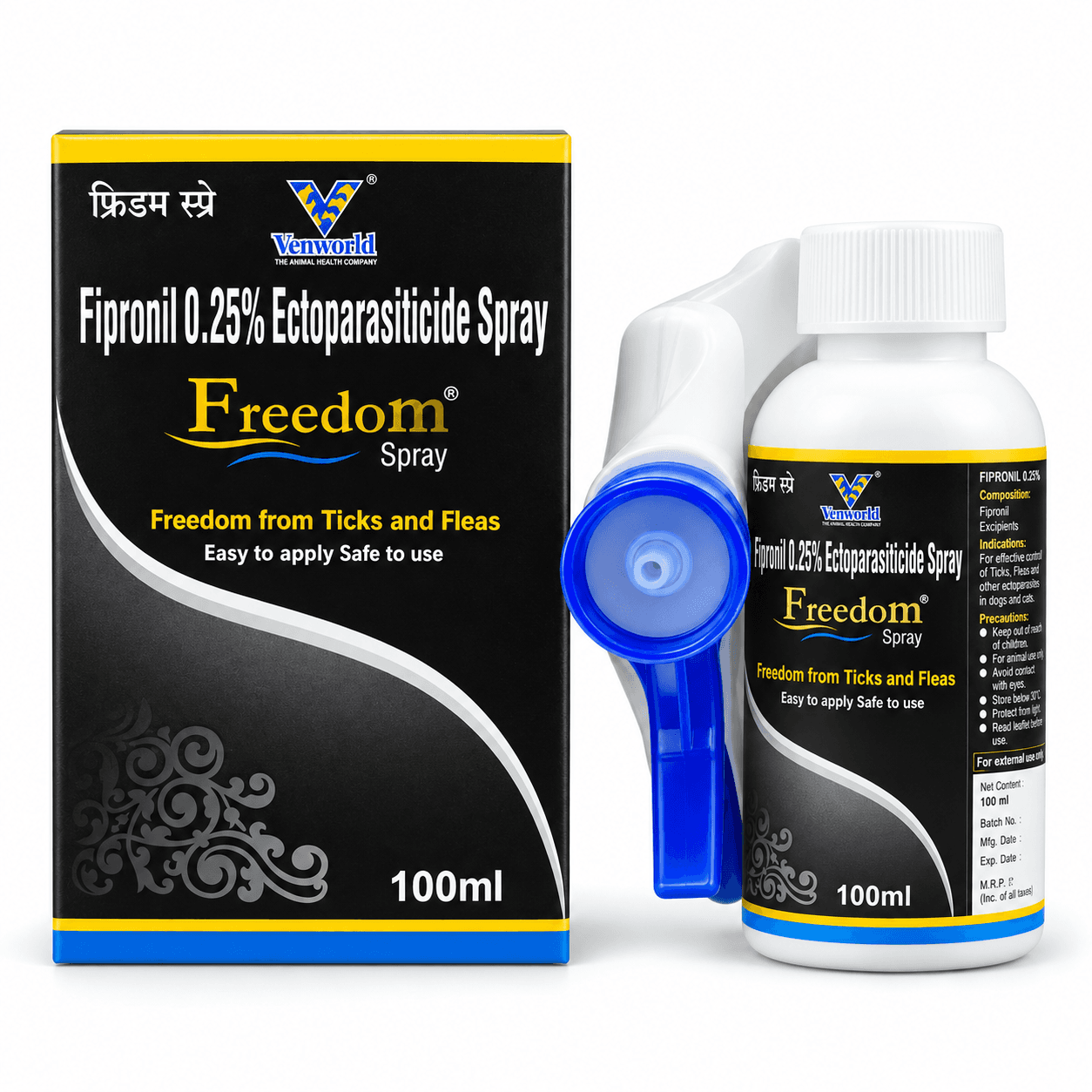 Venworld Freedom Fipronil 0.25% Tick & Flea Spray for Dogs & Cats 100 ml view 2