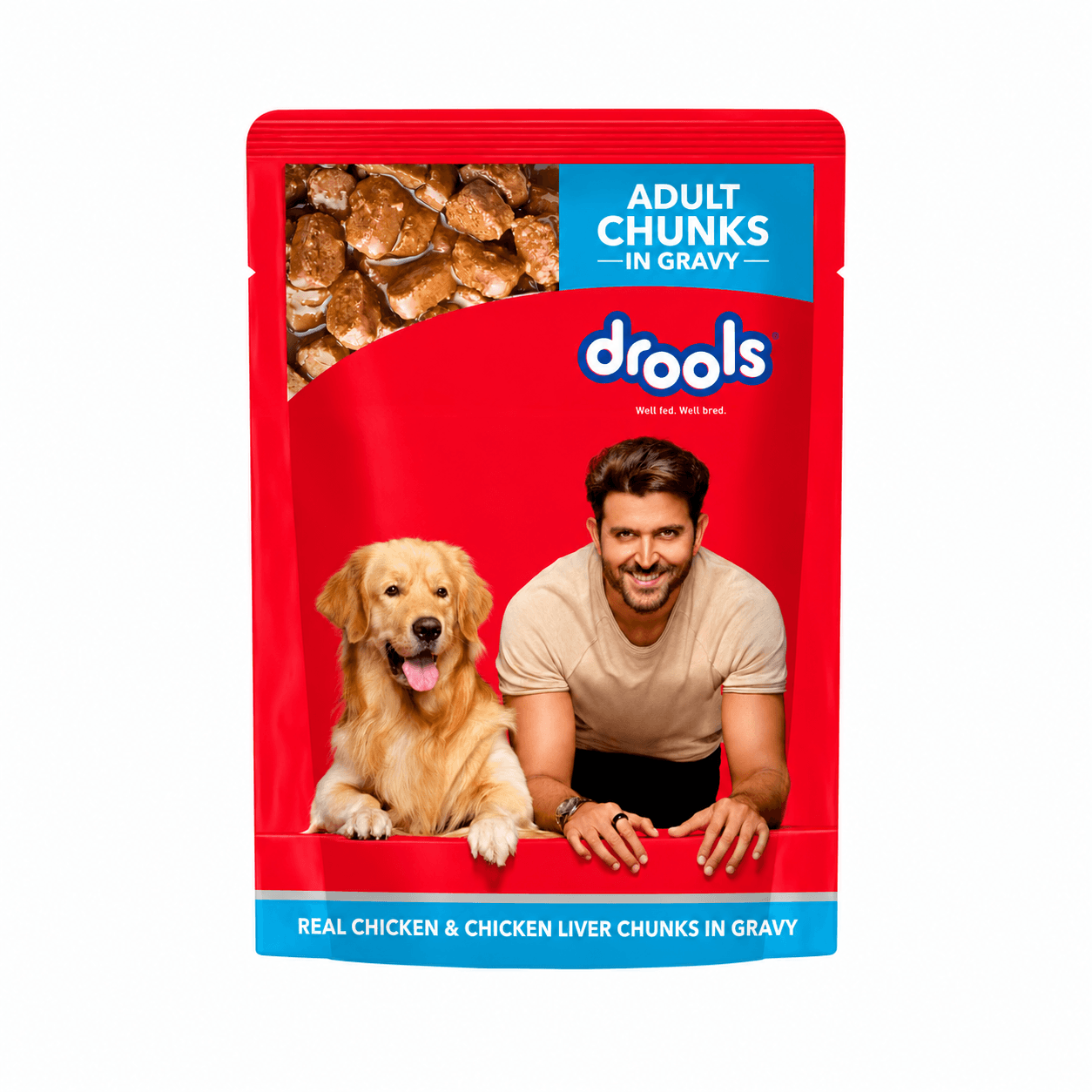 Drools Real Chicken & Chicken Liver Chunks in Gravy Adult Wet Dog Food – 150 g