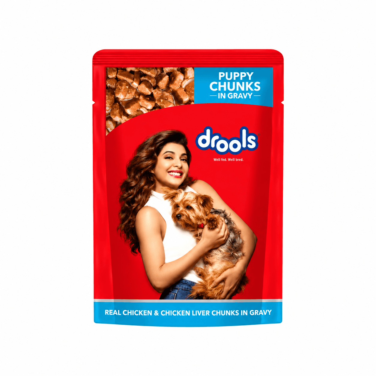 Drools Real Chicken & Chicken Liver Chunks in Gravy Puppy Wet Dog Food – 150 g