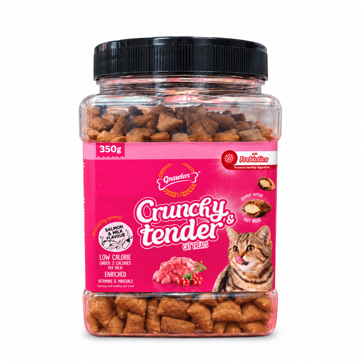 Gnawlers Crunchy & Tender Tasty Salmon & Milk Flavour Cat Treats 350g