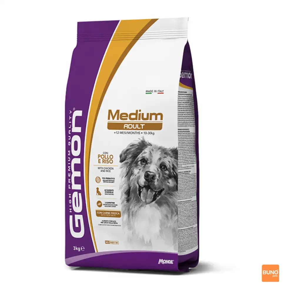 Gemon Medium Adult Dog Food 3kg | Chicken Rice Formula | Complete Balanced Nutrition for Medium Breeds Nepal